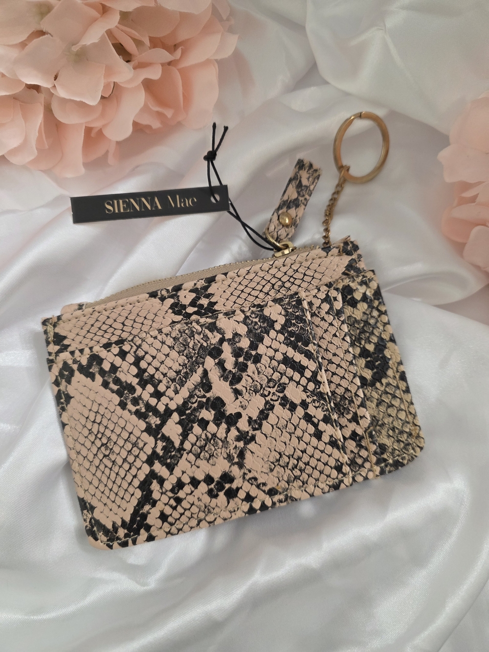 Sienna Mae -Blush Snake-Print Card Case Keyring